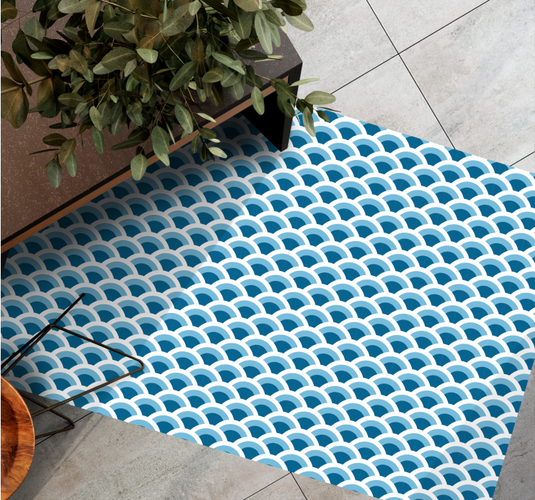 Blue tones fish scales bathroom flooring - TenStickers