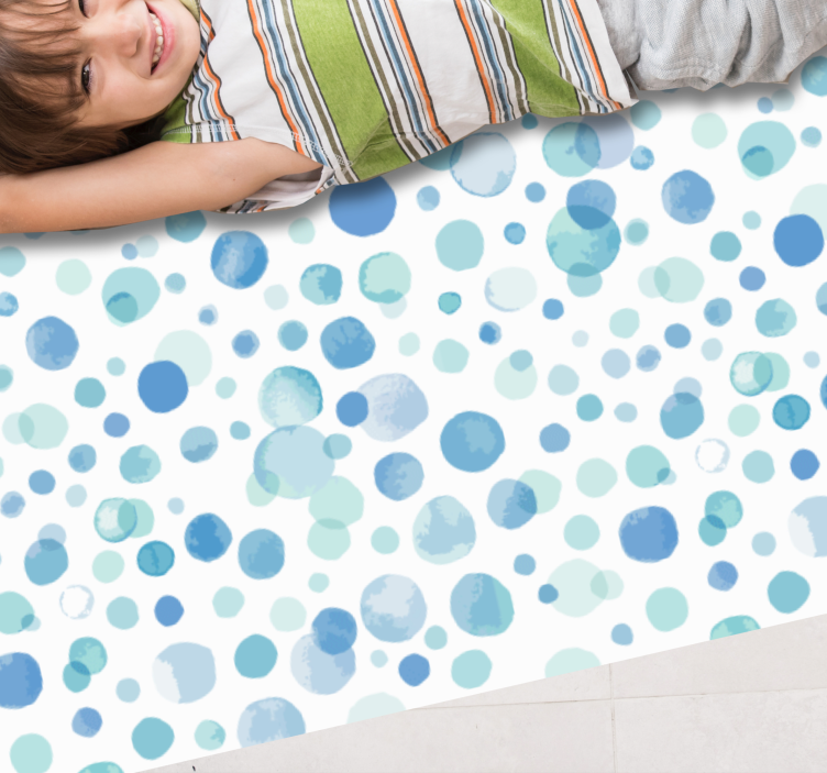 Blue watercolor dots geometric rugs - TenStickers