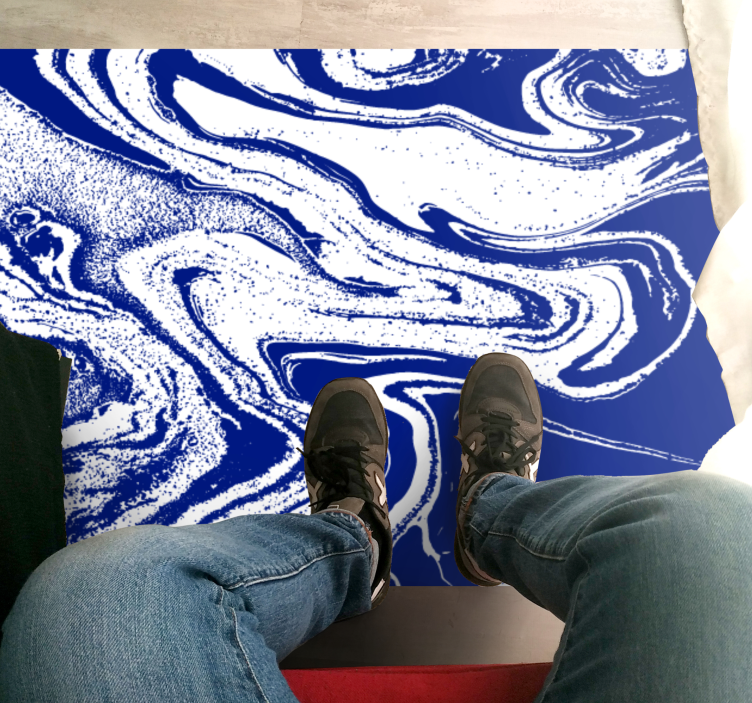 Bold Blue Swirls marble vinyl rug - TenStickers