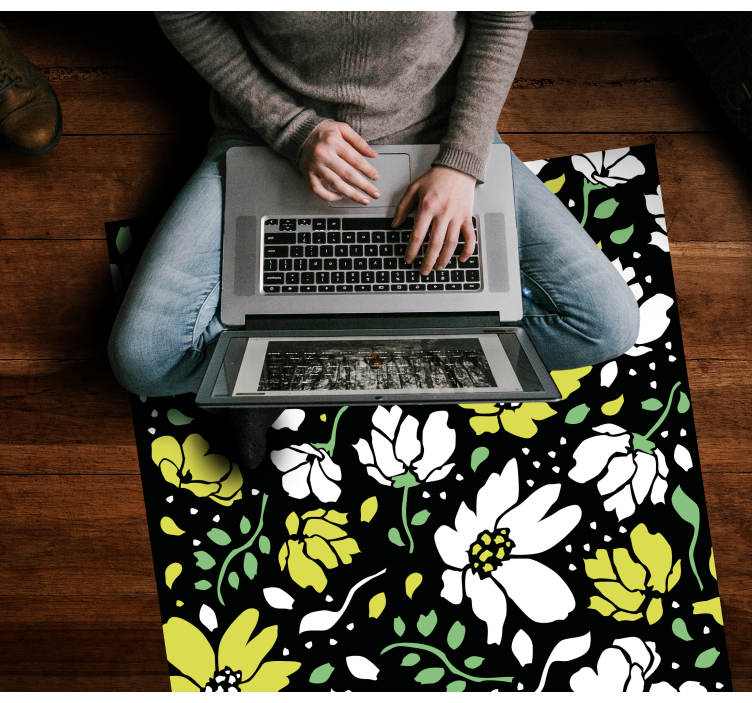 Bold Floral Pattern flower vinyl rug - TenStickers
