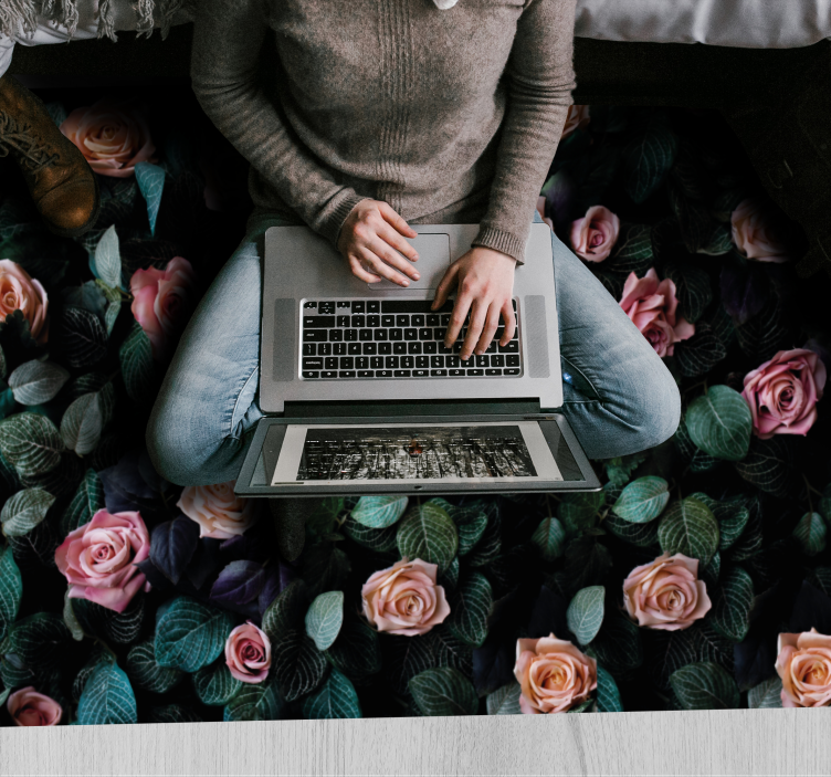 Botanic imagery floral vinyl rug - TenStickers