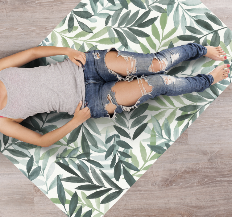 Botanical Foliage flower vinyl rug - TenStickers
