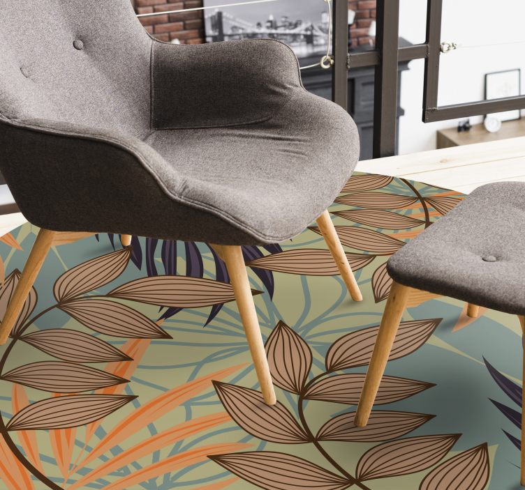 Botanical Foliage Pattern flower vinyl rug - TenStickers