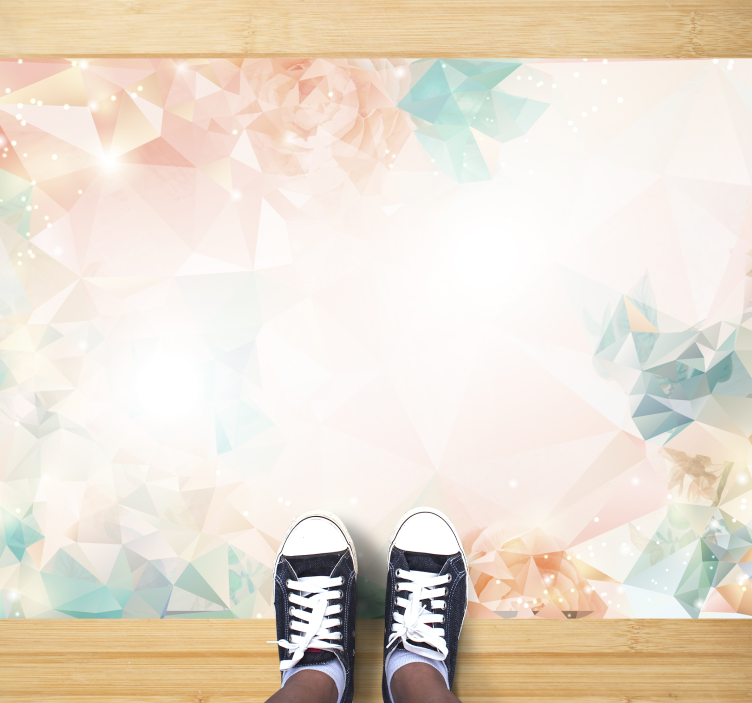Botanical geometry flower vinyl rug - TenStickers