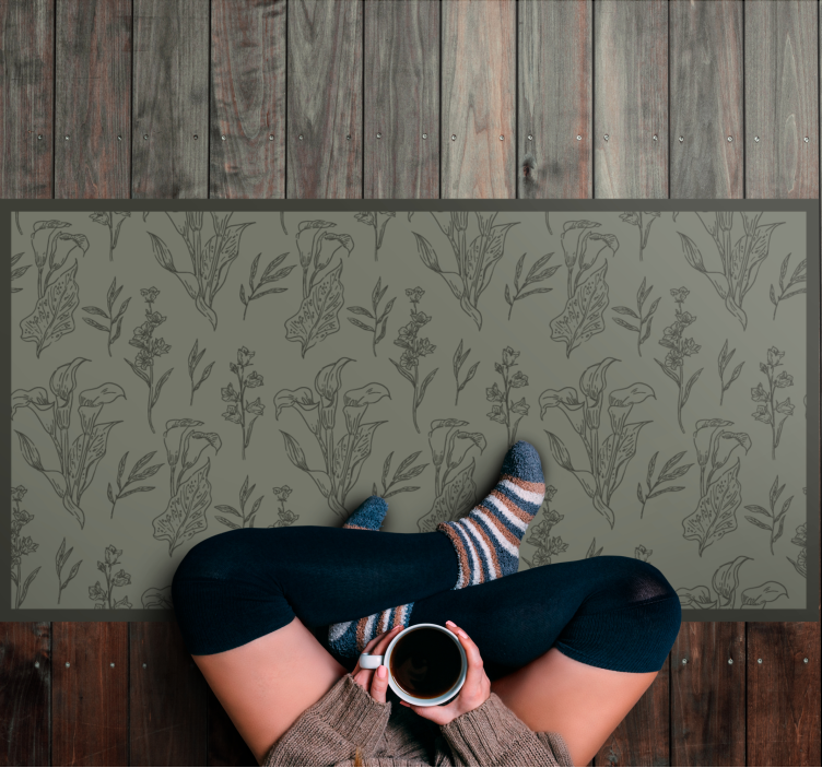 Botanical Illustrations flower vinyl rug - TenStickers