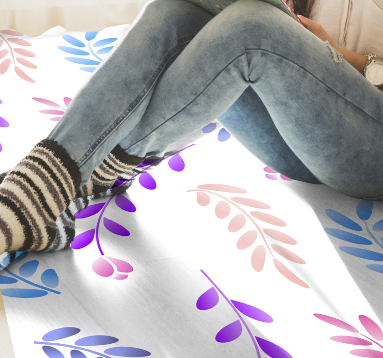 Botanical Leaf Element flower vinyl rug - TenStickers