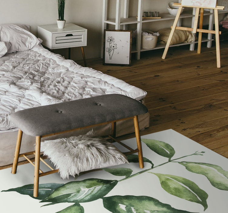 Botanical Leaf Illustration flower vinyl rug - TenStickers