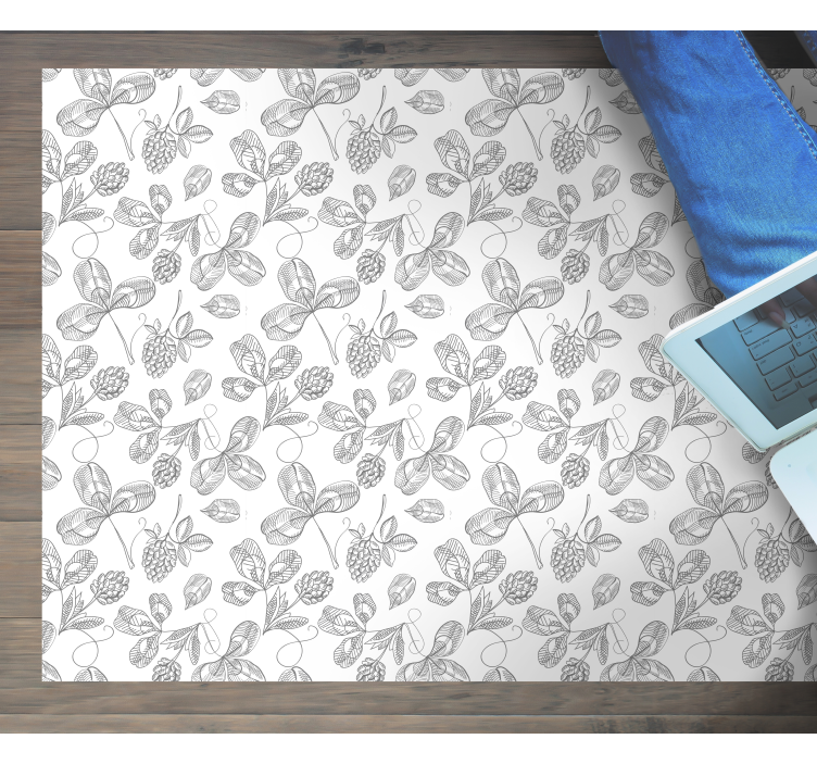 Botanical Lineart floral vinyl rug - TenStickers