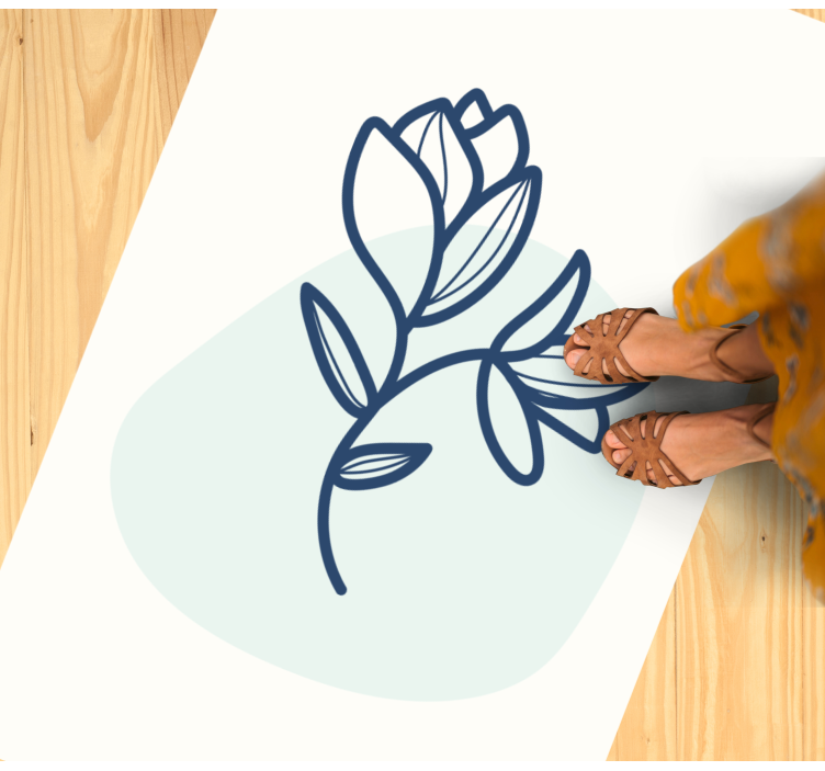 Botanical Outline Illustration flower vinyl rug - TenStickers