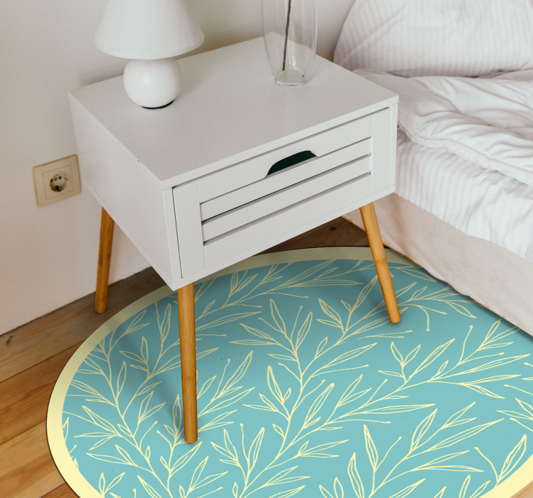 Botanical Round Motif flower vinyl rug - TenStickers