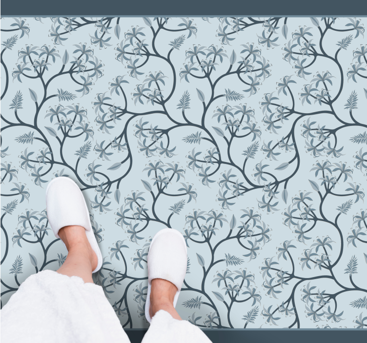 Botanical Silhouette Pattern flower vinyl rug - TenStickers