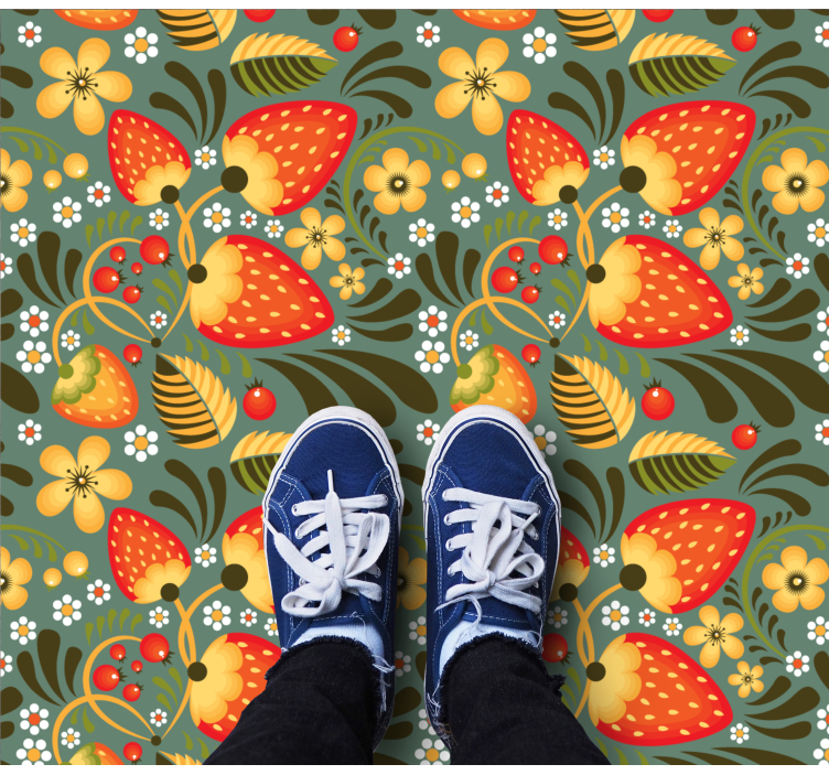 Bright Floral Pattern kitchen vinyl rug - TenStickers