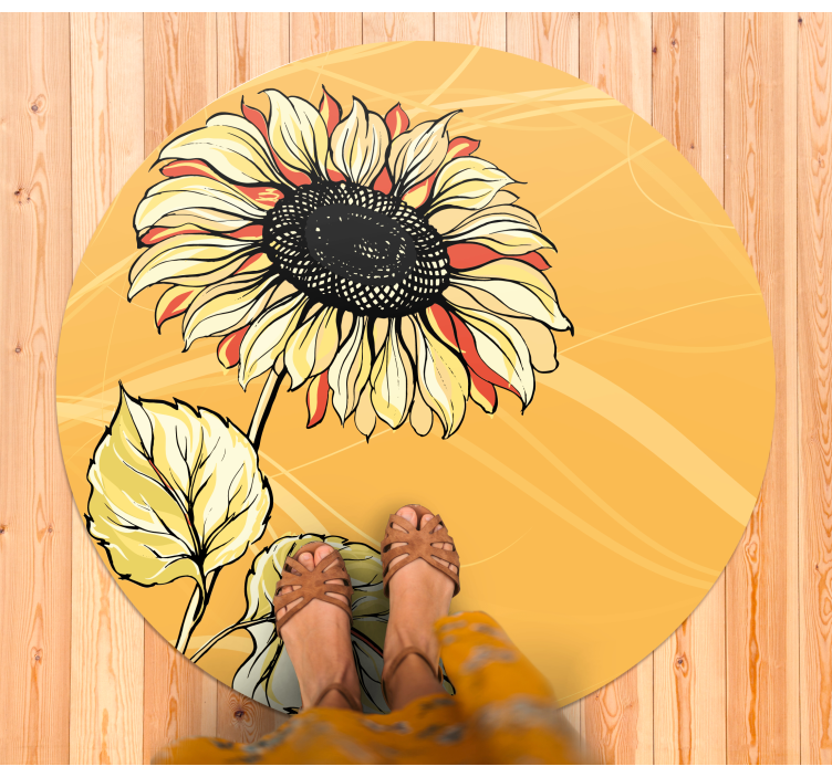 Bright Sunflower Blossom flower vinyl rug - TenStickers