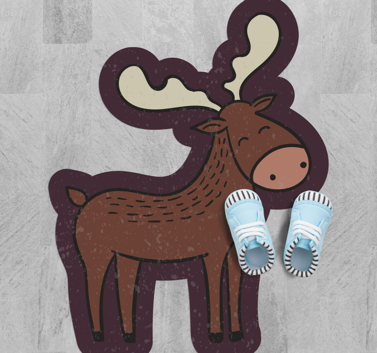 Brown moose cartoon animal rug - TenStickers