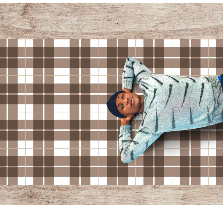 Brown Plaid Print tile vinyl rug - TenStickers