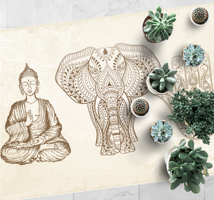 Buddha hamsa hand symbol ethnic rug - TenStickers