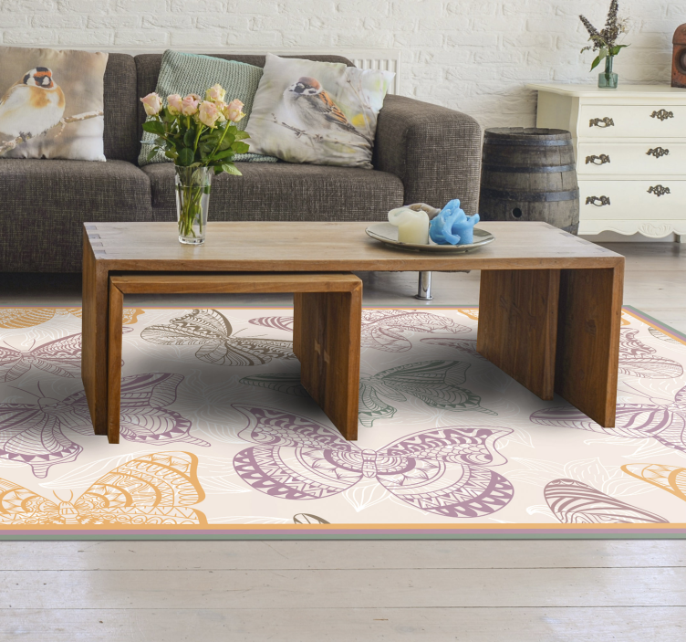 Butterfly Ornament mandala vinyl rug - TenStickers