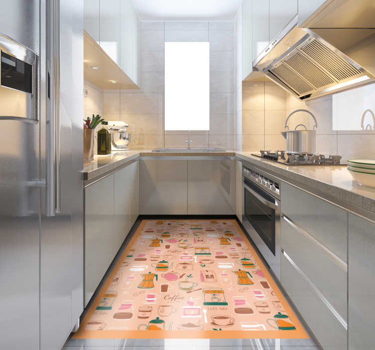 Cafeteria Collage kitchen vinyl rug - TenStickers