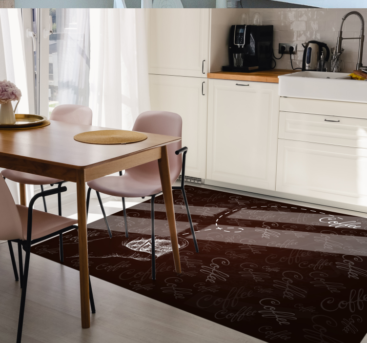 Calligraphic Beverage Motif custom vinyl rug - TenStickers