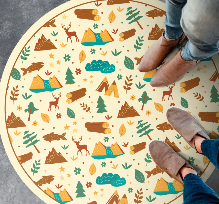 Camping time, mountain stuffs kids vinyl rug - TenStickers