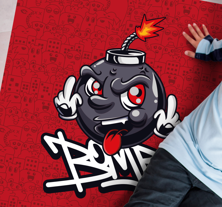 Cartoon Bomb Character teenager vinyl rug - TenStickers