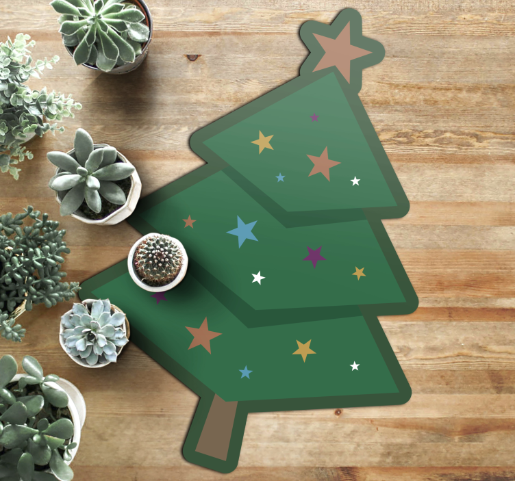Cartoon Christmas Tree Vinyl Rug - TenStickers