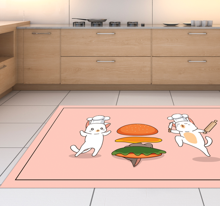 Cat's kitchen  kitchen floor tiles - TenStickers