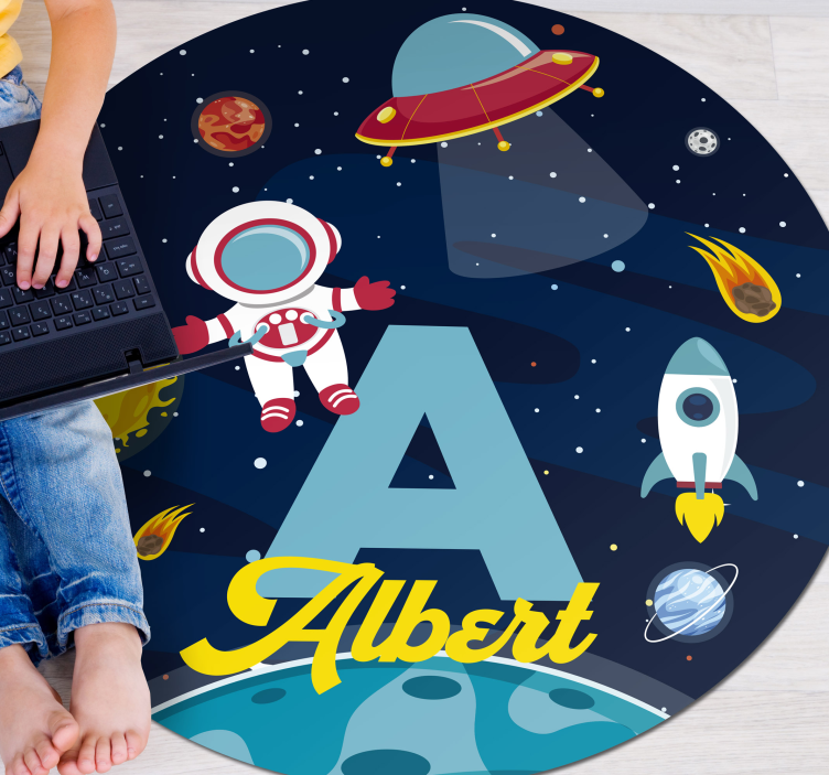 Custom name in space vinyl rug - TenStickers