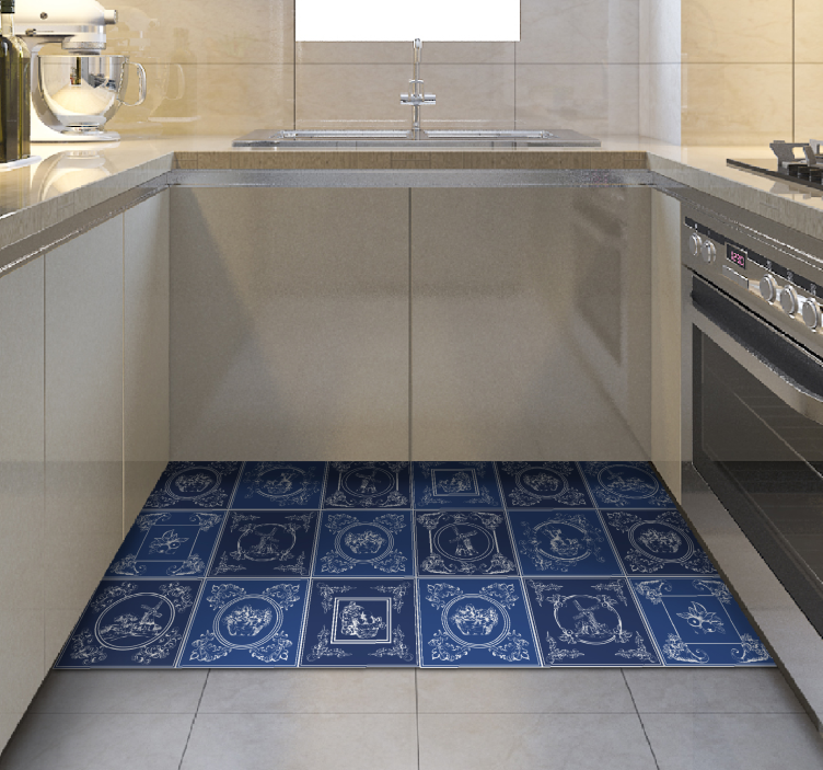 Ceramic Ornamentation kitchen vinyl rug - TenStickers