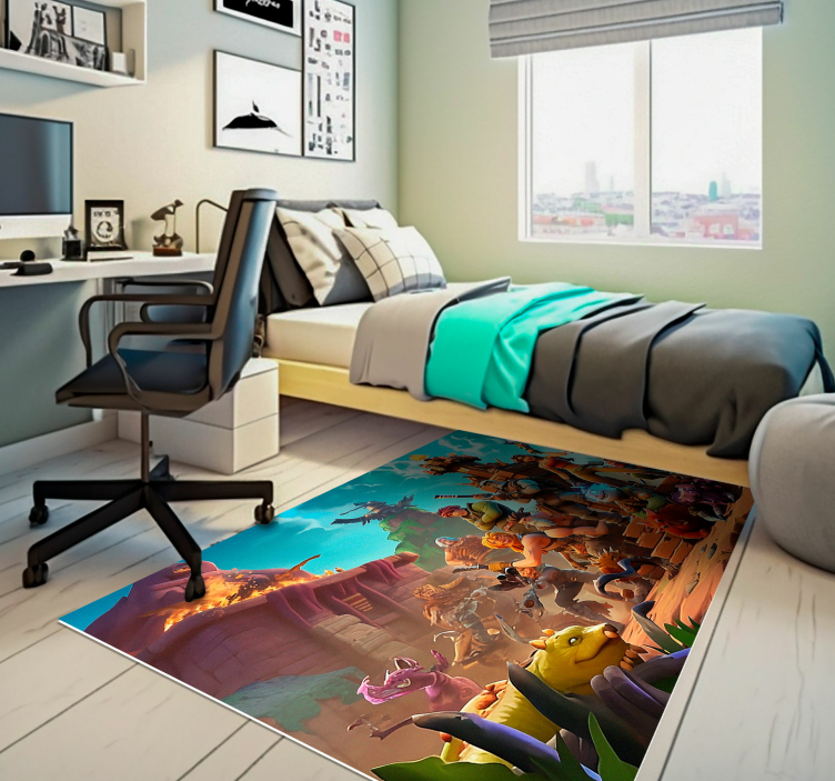 Characters posing victorious bedroom rug - TenStickers
