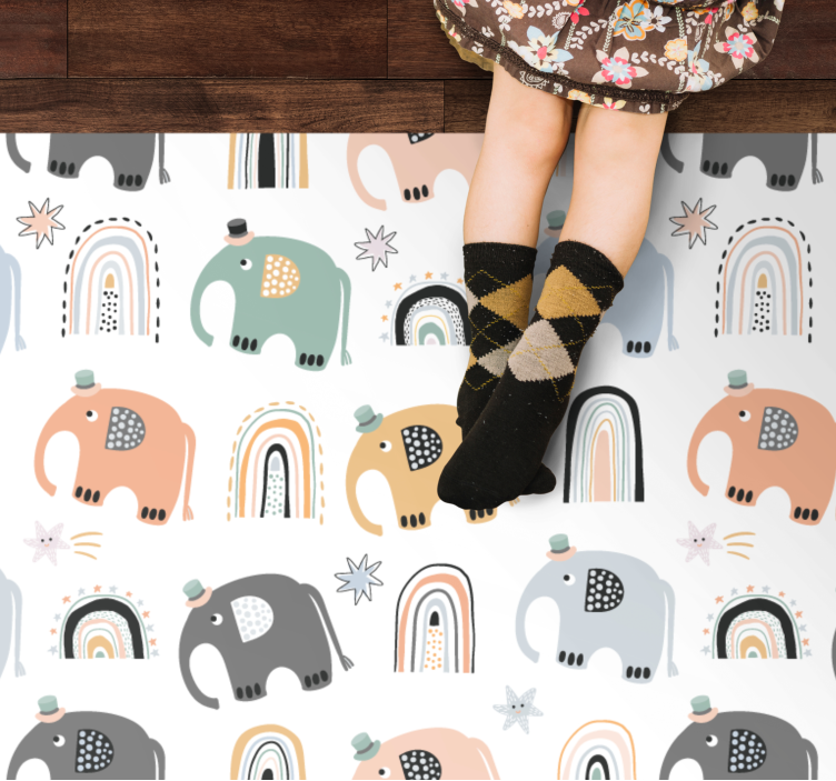 Charming Elephant Parade nursery vinyl rug - TenStickers