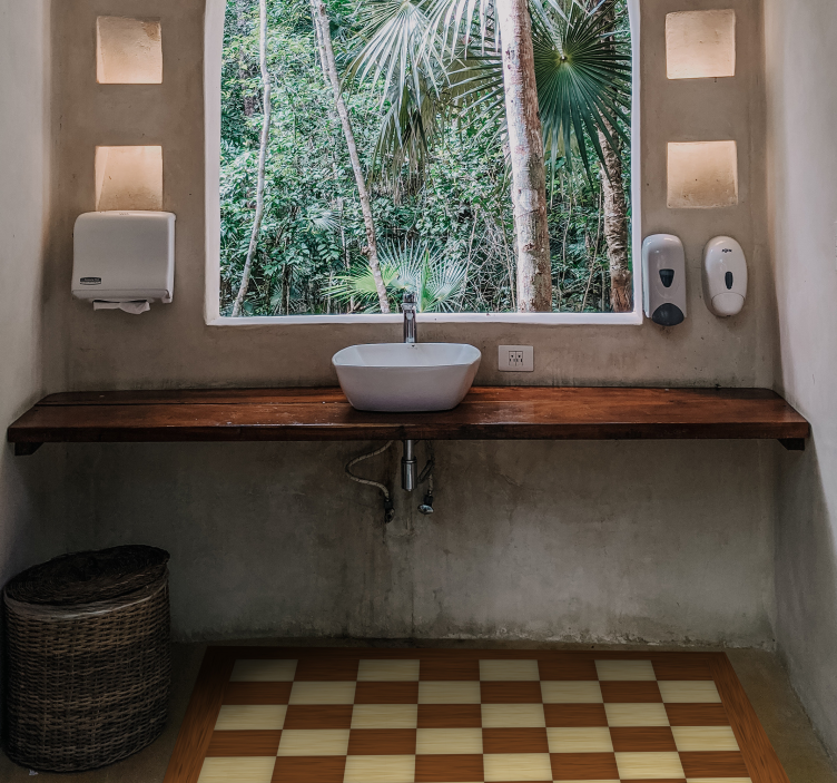 Checkered Bathroom bathroom vinyl rug - TenStickers