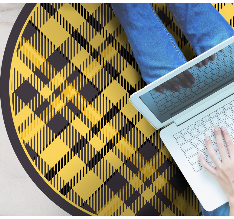 Yellow checkered kitchen vinyl rug - TenStickers