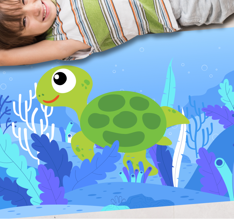 Cheerful Turtle Seascape playroom vinyl rug - TenStickers