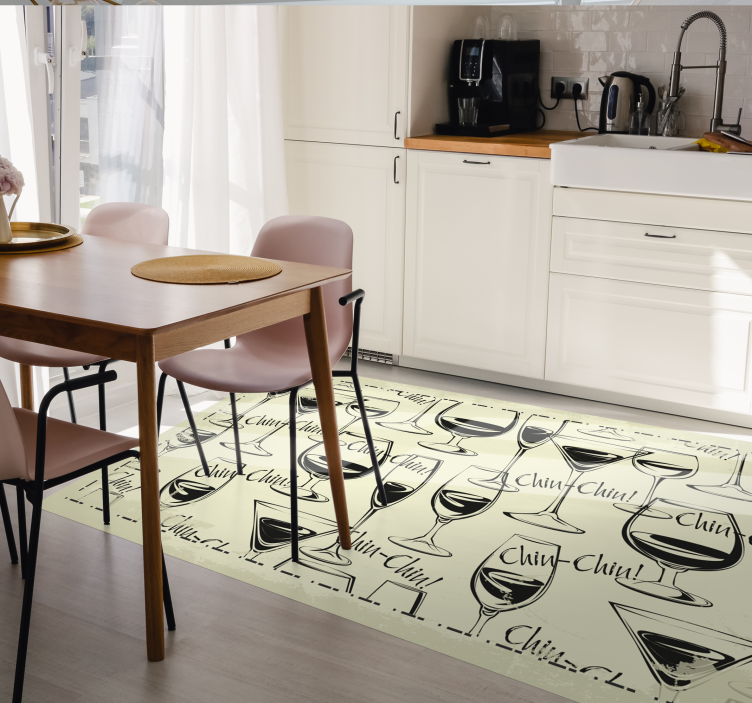 Cheers wine glasses kitchen vinyl rug - TenStickers