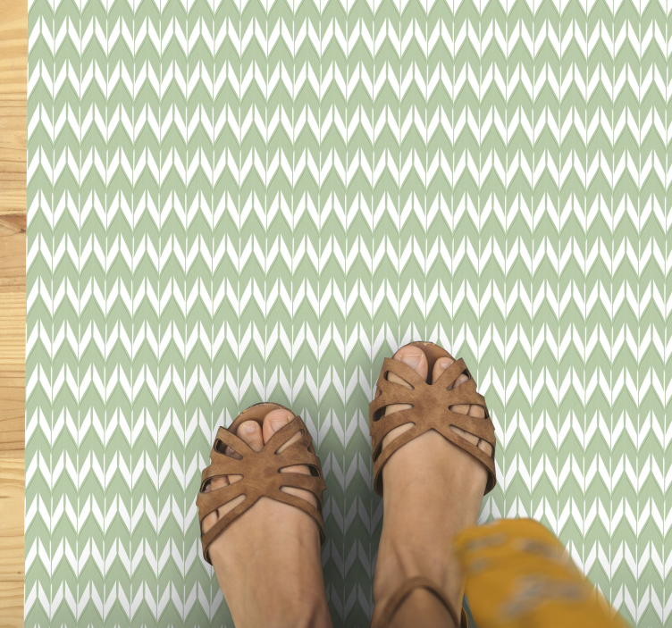 Chevron pattern green geometric vinyl rug - TenStickers