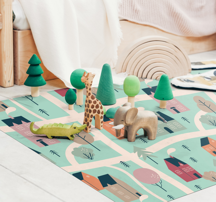 Children's Activity Town kids vinyl rug - TenStickers