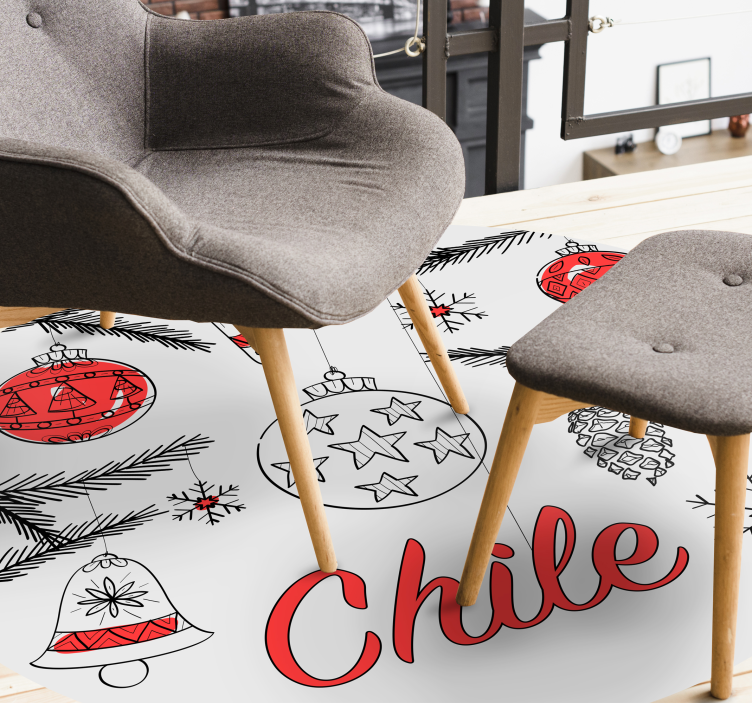 Chile Holiday Ornamentation christmas vinyl rug - TenStickers
