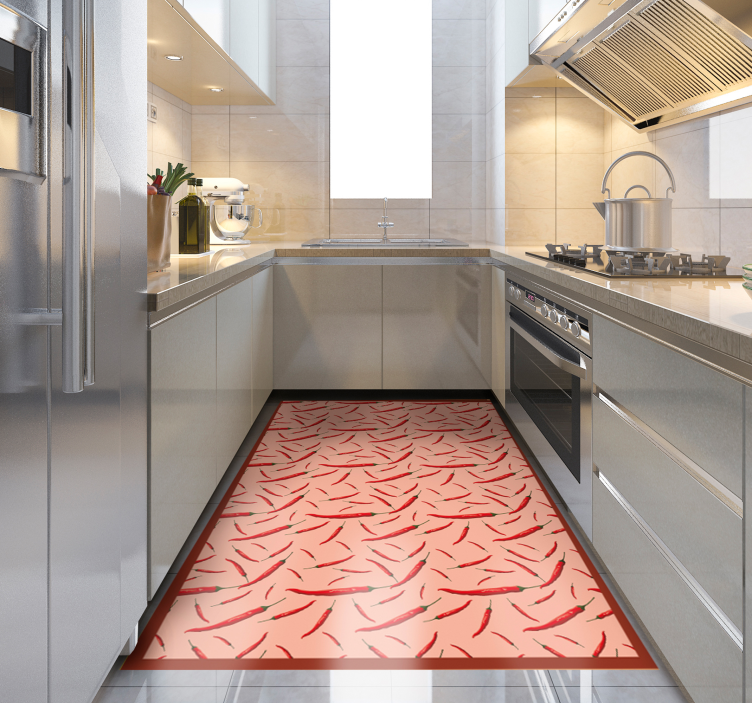 Chili Pepper Pattern kitchen vinyl rug - TenStickers