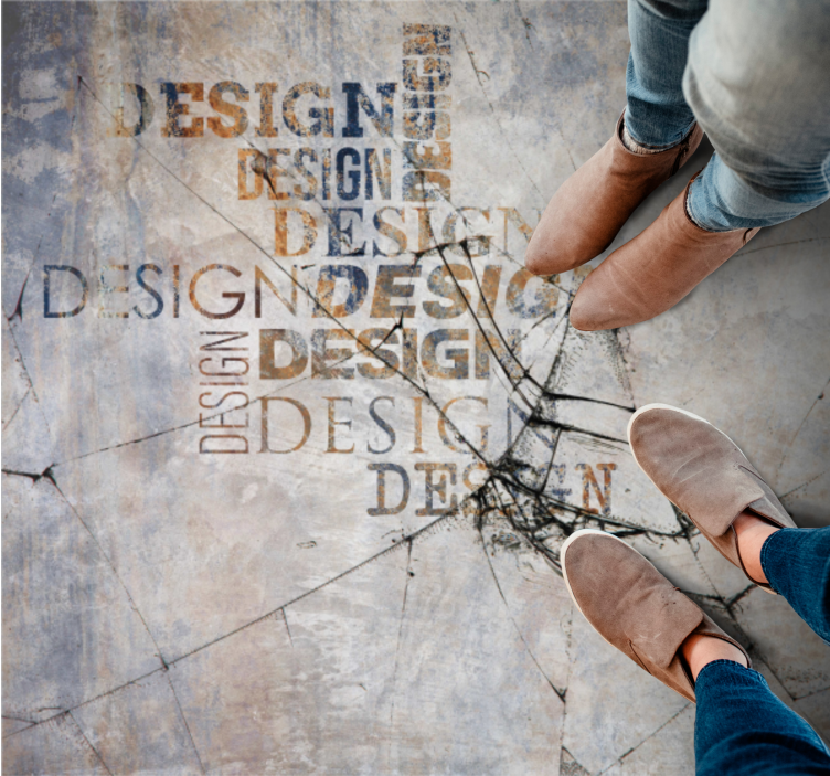 Splintered Rock Typography stone effect vinyl rug - TenStickers