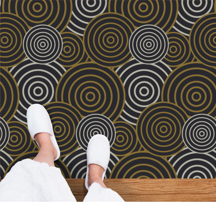 Circles in Contrast geometric vinyl rug - TenStickers