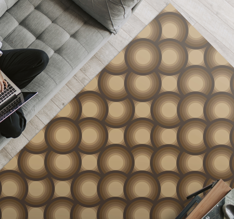 Brown suns vintage vinyl rug - TenStickers