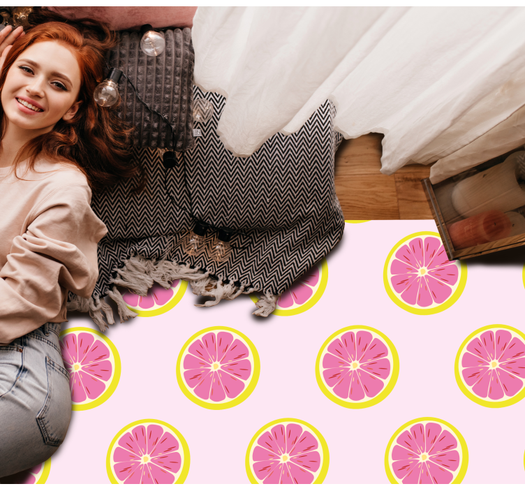 Citrus slice pattern flower vinyl rug - TenStickers