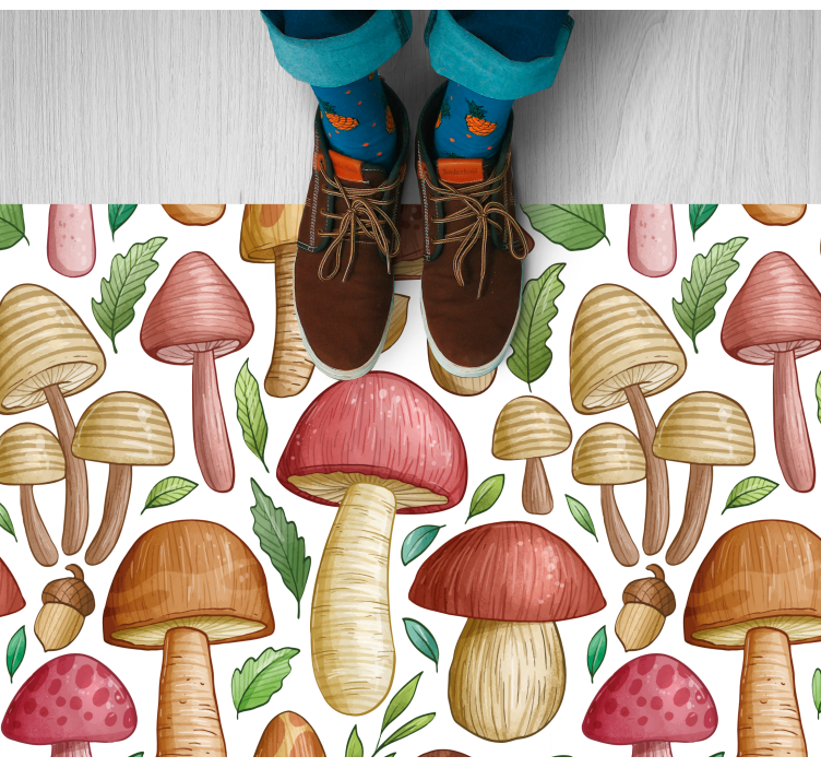 Collection of mushrooms kitchen floor tiles - TenStickers