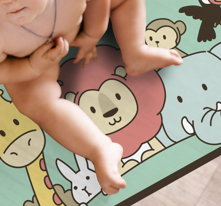 Jungle friends animals vinyl rug - TenStickers