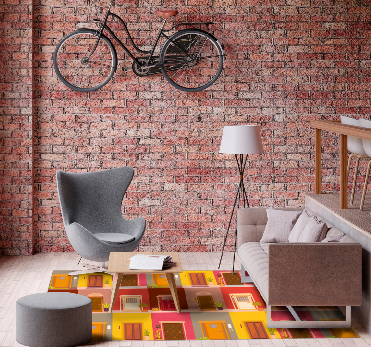 Colorful Doorway Pattern minimalist vinyl rug - TenStickers