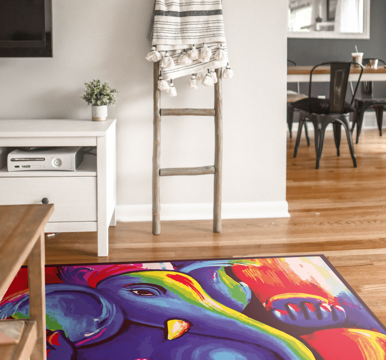 Colorful elephant artwork animal vinyl rug - TenStickers