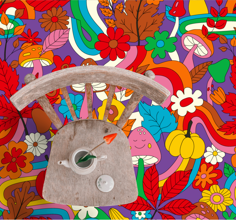 Colorful floral design flower vinyl rug - TenStickers