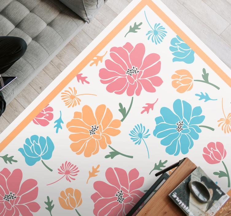 Colorful Floral Pattern flower vinyl rug - TenStickers