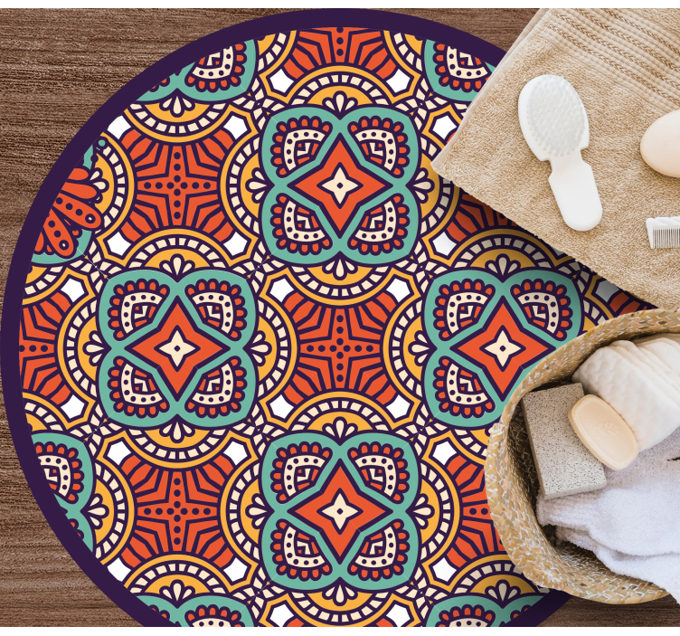 Colorful Geometric Harmony mandala vinyl rug - TenStickers